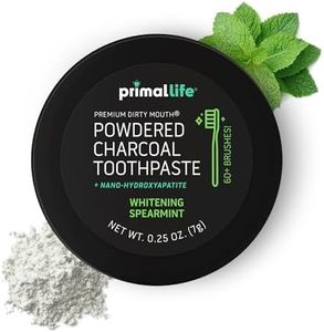 Primal Life Organics - Dirty Mouth Toothpowder, Activated Charcoal Tooth Cleaning Powder, Essential Oils with Kaolin & Bentonite Clay, 200+ Brushings, Organic, Vegan (Black Spearmint, 0.25 oz)