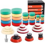 SPTA Polishing Pads for Drill, 36PCS 25mm/50mm/80mm Polishing Sponge Wool Buffing Pads Set for Car Polishers Polishing Machine with 1pcs M14 Drill Adapter for Polishing, Sanding, Waxing