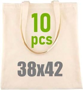 Adri 10 Bolsas de algodon con asas - Bolsas de Tela Para Pintar - 38x42cm 144g/m2 - Bolsa de la compra Asas Largas - Bolsa de Transporte - Bolsa Grande reutilizable. (10 Pìezas)