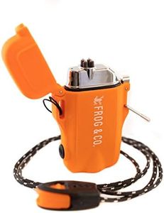 Survival Frog Tough Tesla Lighter 2.0 - Waterproof & Windproof Lighters - Flameless Top-Facing Dual Arc Plasma, USB Rechargeable Electric w/Built-in Flashlight, Camping, Survival Fire Starter (Orange)