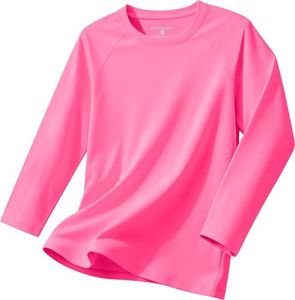 Boys Running Shirt Long Sleeve Dry Fit Reflective Strips Lightweight Sports Teams Tee(neon Pink,10-12)