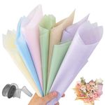 VinTS 60 Sheets Cotton Wrapping Flower Lining Paper,Korean Style Of Waterproof Floral Bouquet Lining Paper Withdrawable Pleated Wrapping Paper Gift Packaging Paper,23.6x23.6in,6 Colors