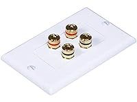 Monoprice Banana Binding Post Two-Piece Inset Wall Plate for 2 Speakers - Coupler Type