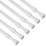 KXLIFE Small Spring Tension Curtain Rod for Window Cupboard Closet (White-6 Pack, 16-28 Inch)