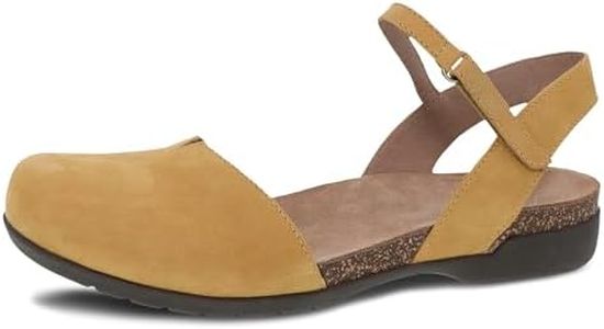 Dansko Rowan Sandal for Women – Memory Foam and Cork Footbed for Comfort and Arch Support – Lightweight Rubber Outsole for Lasting Wear – Versatile Casual to Dressy Footwear, Mustard, 7.5-8