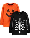 Simple Joys by Carter's Boys' Toddler 2-Pack Halloween Long-Sleeve Tees, Pumpkin/Skeleton, 3T