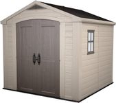 Keter Factor Outdoor Plastic Garden Storage Shed, Beige, 8 x 8 ft