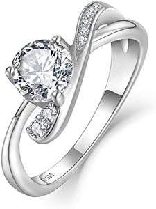 FJ Anillo Compromiso Plata de ley 925 Mujer Anillo de Promesa Boda Anillo de Aniversario Eternidad Regalos de Joyería para Mujer