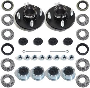 iBroPrat 2 Sets Trailer Hub Kit 4 Bolt 4, Trailer Axle Kit for 2000 lb 4 Lug Trailer Hub Fits 1" and 1-1/16" Spindle with Extra Dust Cap and Rubber Plug