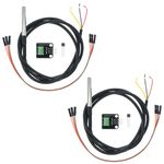 2 Pack Temperature Sensor Module Kit with 1m Cable Waterproof Stainless Steel Probe, Temperature Sensor Chip for Arduino and Raspberry Pi