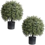 24''T 18''D Artificial Trees for Outdoors Set of 2 Potted Bushes Home Decor Artificial Topiariy Trees for Front Porch