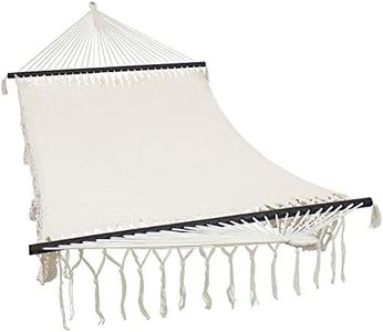 Sunnydaze Deluxe Handwoven American Style Cotton Hammock -770-Pound Weight Capacity - Natural