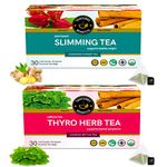 TEACURRY Thyroid Slimming Turmeric Tea Combo (1 Month Pack, 30X2 Tea Bags)-Helps With Thyroid Hormones (Tsh, T3, T4) & Weight Loss,100 Grams