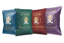 Taste of Game British Potato Crisps - Mixed Box - Wild Boar and Apple, Wild Duck and Plum, Grouse and Whinberry, Smoked Pheasant and Mushroom, 40g (Pack of 24)