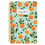 Blank Recipe Book to Write Your Own Recipes, 120 Pages, 8 Sections, Floral and Orange Theme, Laminated Hardcover (5.5 x 8.5 In)