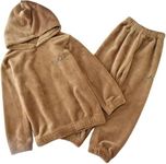 Tranding-Outfit Dresses Winter Set Fleece Tracksuit Full Sleeves T-Shirt and Pant Set for Baby Sweatshirt Boys and Girls Winter Clothing Pack oF 1 (Khaki, 5-6 Year)