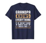 Mens Grandpa Knows Everything Shirt Vintage Funny Father's Day T-Shirt