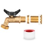 WADEO Rain Barrel Spigot Kit Brass Rain Barrel Quarter Turn Ball Valve Spigot with Bulkhead Fitting Black