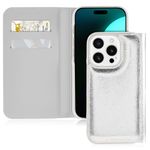 kate spade new york Wallet Folio iPhone 16 Pro Case - Compatible with Wireless Charging - Designer Phone Case - Metallic Silver