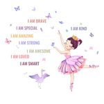 Butterfly Fairy Wall Stickers, Girls Wall Stickers Wall Decals for Girls Bedroom Nursery, Removable Vinyl Wall Art Stickers with Princess Swan Self-Motivational Words