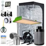 BloomGrow Alphapar New Tech Pro Full Spectrum Sunlike Quantum 100W LED Grow Light Kit + 32''x32''x63'' Grow Tent + 4'' Fan Filter Ventilation Kit Indoor Plant Growing Complete Package