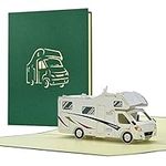 H33 Pop Up Birthday Card with Camper Van Caravan 3D Travel Voucher Holiday Greeting Card