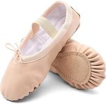 Kivors Ballet Shoes for Girls, Dance Flats Practice Slippers Soft Leather Flat Sole Yoga Gymnastics Shoes (Toddler/Little/Big Kid)