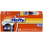 Hefty Medium Trash/Garbage Bags (All Purpose, Flap Tie, 8 Gallon, 24 Count, Pack of 12)
