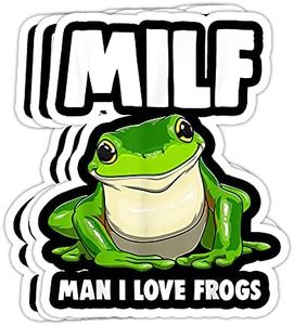 Funny Man I Love Frogs - Frog Love - 4x3 Vinyl Stickers, Laptop Decal, Water Bottle Sticker (Set of 3)