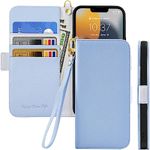 Tiyoo Flip Phone Case for iPhone 6/iPhone 6s, Premium Magnetic Wallet Case for Phone Protection, Lychee Pattern PU Leather with Card Slots&Wrist Strap,Shockproof Phone Cover for iPhone 6/6s,Light Blue