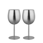 IMEEA® Red Wine Goblets Brushed Stainless Steel Champagne Cup 325ml/11oz Set of 2 (Silver)