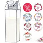 ACROWN Milk Carton Water Bottle - Clear Square Milk Bottles BPA Free Portable Water Bottle with Stickers For Outdoor Sports Travel Camping Activities (3)