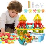 FERIO 200 Pcs Star Shaped Hole Design, Star Block Interlocking Blocks Colorful Star Building Blocks Educational Construction Blocks for Kids STEM Toys (Multicolor, 200Pcs) for 3+ Year