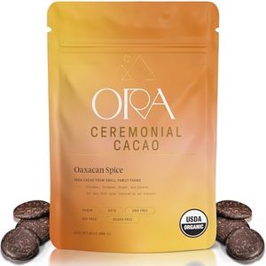 ORA Ceremonial Cacao - Oaxacan Spice - Organic 100% Cacao with Cinammon, Cardamom, Ginger - Ethical - High Flavanol - Unsweetened - Heavy Metals Tested - 16oz