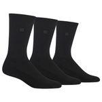 Chaps Men's Dress Crew Socks - 3 Pair Pack - Assorted Solid Color and True Rib, Black, 6-12