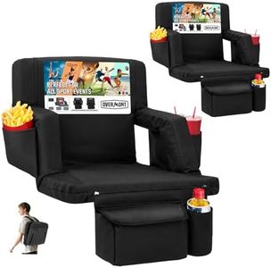 Overmont Stadium Seat with Back Support - 2.8'' Padded Cushion 6-Position Recliner Portable Bleacher Seat with Dual Hooks Backpack Straps Cup Holders Pockets for Sports Events Concert, Wider 2PICS