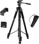 UltraPro 72" Inch Black Heavy-Duty Aluminum Camera Tripod with Universal Smartphone Mount for iPhone, Samsung, and All Smartphones, Includes UltraPro Bonus Microfiber Cleaning Cloth