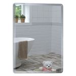 Neue Design Mood Rectangular Bathroom Mirror Wall Mounted, Frameless Modern & Stylish Design with Contemporary Bevelled Edges (70cm x 50cm)