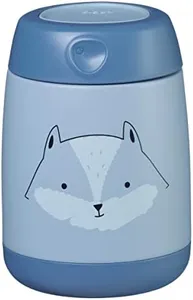 b.box Insulated Food Jar Mini | Small Snack Container for Babies and Kids | Double Wall Stainless Steel | Keeps Food Cold for 6hrs, Warm for 4hrs | (Blue Fox, 7 oz)