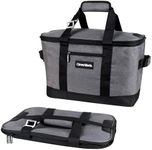 CleverMade Collapsible Cooler Bag: Insulated Leakproof 50 Can Soft Sided Portable Cooler Bag for Lunch, Grocery Shopping, Camping and Road Trips, Heather Grey/Black, 8 gallon/30 Large (7060-H011-00061PK)