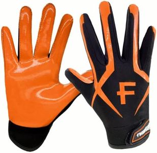 FINGER TEN Football Receiver Gloves Men Adult Receiving Gloves Pro 2.0 Grip Gloves Breathable in White Red Black Blue Small Large Medium X-Large (A-Orange, Large)