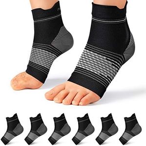 Plantar Fasciitis Sock (6 Pairs) for Men and Women, Compression Foot Sleeves with Arch and Ankle Support (Black, Large)