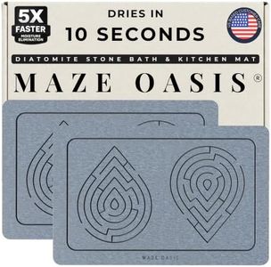 MAZE OASIS - 5X Faster Drying - Premium Stone Bath Mat Set (2 Pack) [3D Rapid-Dry Texture] – Diatomaceous Earth Mats for Bathroom & Stone Kitchen Drying Mat – Non Slip, Absorbent System – Zen Ash