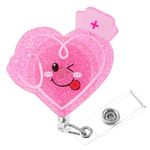 Gjinxi Badge Reel Holder Retractable with ID Clip for Nurse Nursing Name Tag Card Badge Holder with Alligator Clip, Cute Badge Reel for Medical Assistant Nursing Student Doctor Office (Heart)