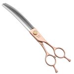 Fenice Peak Professional Curved Chunker Dog Grooming Scissors 8.0'' Rose Gold Thinning Shears Extremely Sharp Blades 440C Stainless Steel Thinning Shears Durable Smooth Fine Cut for Dogs and Cats.