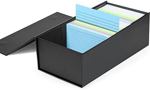 3x5 Index Card Holder Card File Box Organizer, Hold 1200 3x5-Inch Flash Cards 1 Pack Black