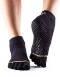 Toesox FT Ankle Yoga Grip Socks, Black, S