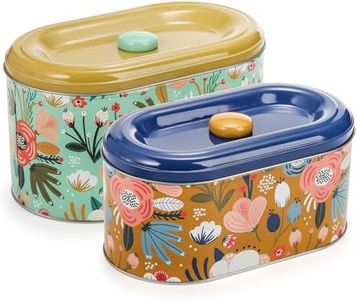 Coloch 2 Pack Tin Cookie Snack Jars with Lid, Metal Biscuit Storage Container Decorative Snack Tin Canister Cute Countertop Tinplate Box for Cookie, Biscuit, Candy, Snack,Chocolate, 2 Sizes