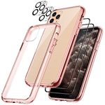 JETech 5 in 1 Case for iPhone 11 Pro Max 6.5-Inch, with 2-Pack Screen Protector and 2-Pack Camera Lens Protector, Full Coverage Tempered Glass Film, Shockproof Bumper Phone Cover (Rose Gold)