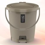 KOLORR Luxe Premium Plastic Pedal Dustbin | Modern Plastic Waste Bin, Trash can with Sleek Design for Home, Kitchen, Office, Bathroom & Washroom – Medium, Lt Brown